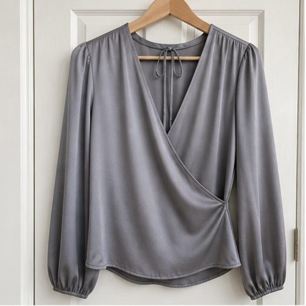 Gray Wrap Blouse
